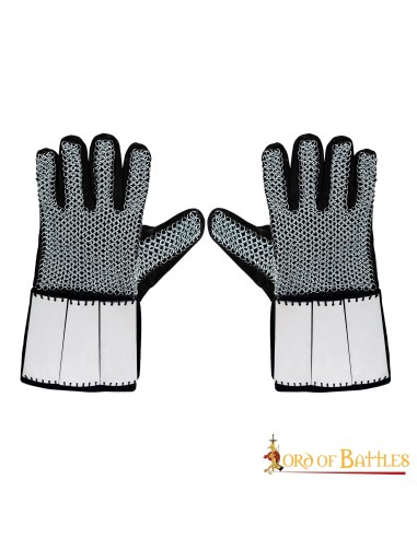 Late Medieval Chainmail Gauntlets Suede Gloves and Steel Plates
