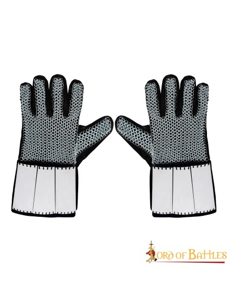 Late Medieval Chainmail Gauntlets Suede Gloves and Steel Plates
