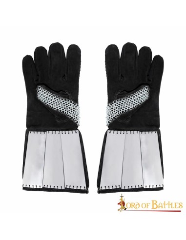 Gants en daim avec maille non-rivetée et...