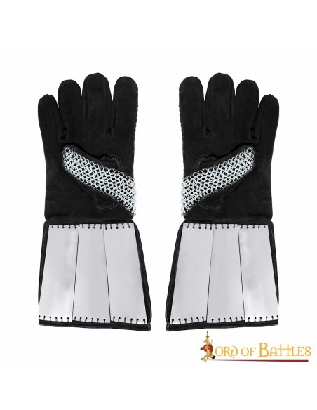Gants en daim avec maille non-rivetée et plaques acier au canon