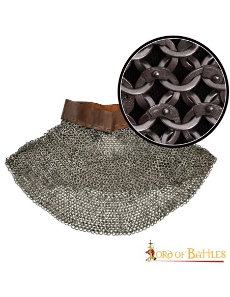Flat Ring Medieval Chainmail Aventail  Riveted and Alternating  ID 9 mm  Natural